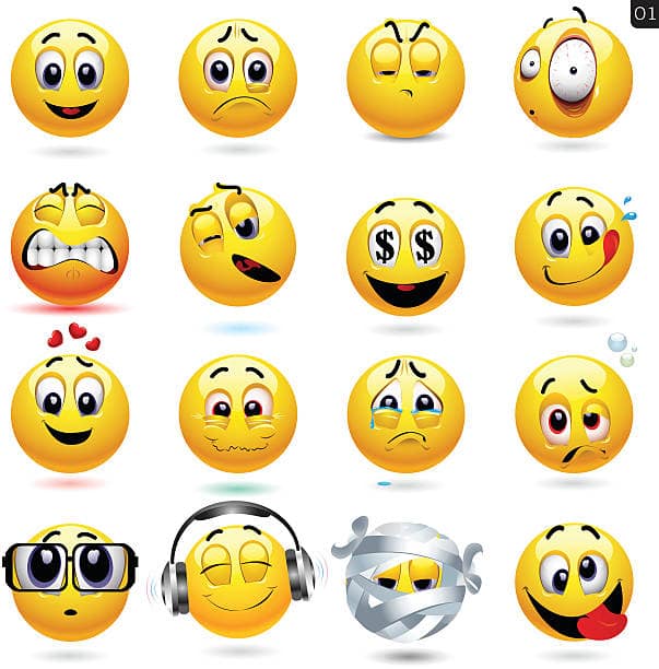 Vector set of smiley icons with different face expression